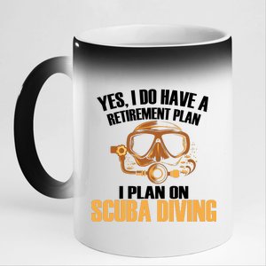 Scuba Diving Retirement Plan 11oz Black Color Changing Mug