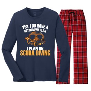 Scuba Diving Retirement Plan Women's Long Sleeve Flannel Pajama Set 