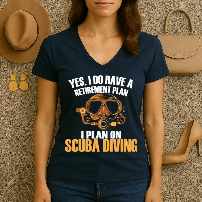 Scuba Diving Retirement Plan Women's V-Neck T-Shirt