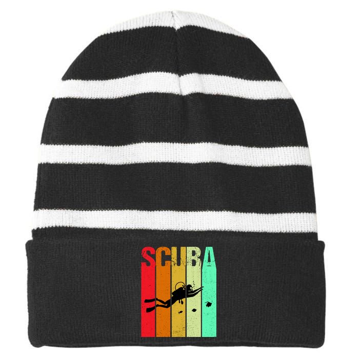 Scuba Retro Striped Beanie with Solid Band