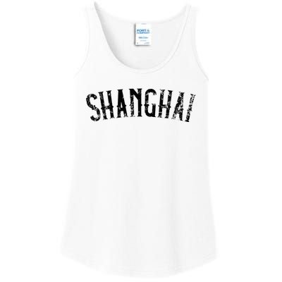 Shanghai China Vintage Black Text Apparel Ladies Essential Tank