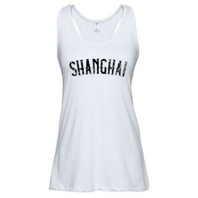 Shanghai China Vintage Black Text Apparel Ladies Essential Flowy Tank