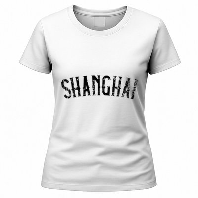 Shanghai China Vintage Black Text Apparel Women's T-Shirt