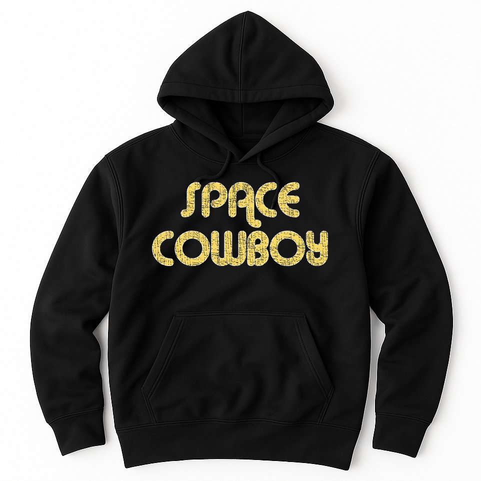 Space Cowboy Vintage Large Print Retro Distressed Hoodie