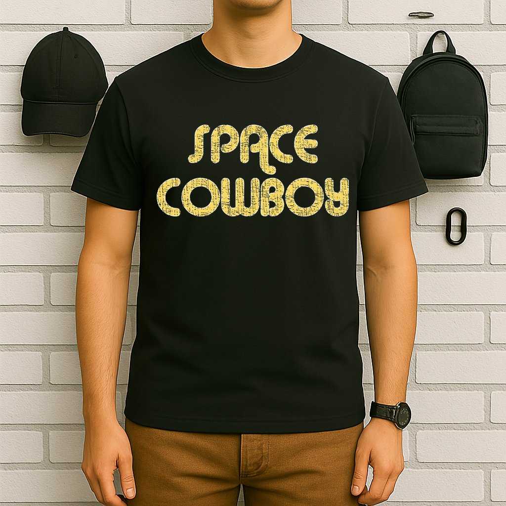 Space Cowboy Vintage Large Print Retro Distressed T-Shirt