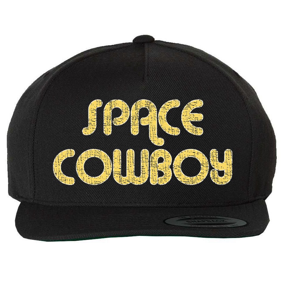 Space Cowboy Vintage Large Print Retro Distressed Wool Snapback Cap