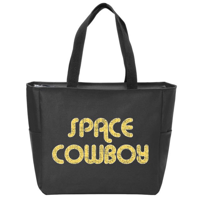 Space Cowboy Vintage Large Print Retro Distressed Zip Tote Bag