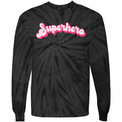 Superhero Cute Vintage Retro Halloween Super Hero Tie-Dye Long Sleeve Shirt