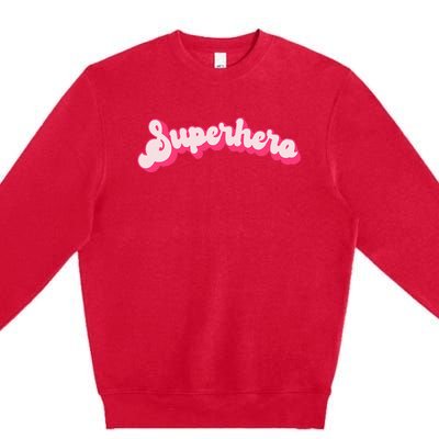 Superhero Cute Vintage Retro Halloween Super Hero Premium Crewneck Sweatshirt