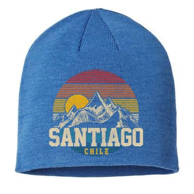 Santiago Chile Vintage Mountains Retro Souvenir Gift Sustainable Beanie