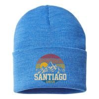 Santiago Chile Vintage Mountains Retro Souvenir Gift Sustainable Knit Beanie