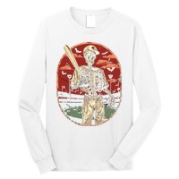 Spooky Creepy Vintage Baseball Skeleton Halloween Boy Long Sleeve Shirt