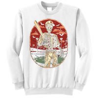 Spooky Creepy Vintage Baseball Skeleton Halloween Boy Sweatshirt