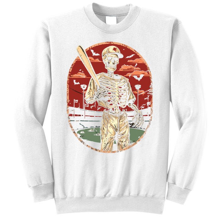 Spooky Creepy Vintage Baseball Skeleton Halloween Boy Sweatshirt