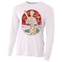 Spooky Creepy Vintage Baseball Skeleton Halloween Boy Cooling Performance Long Sleeve Crew