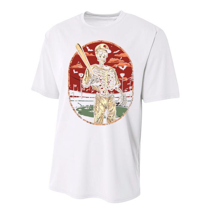 Spooky Creepy Vintage Baseball Skeleton Halloween Boy Performance Sprint T-Shirt