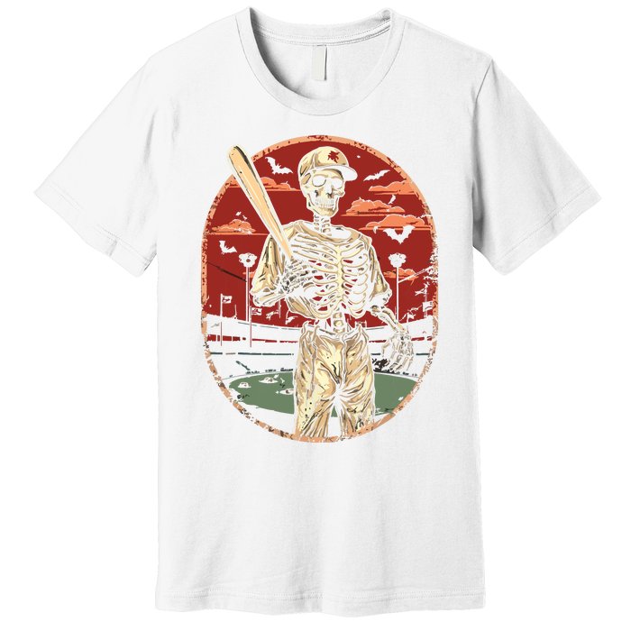 Spooky Creepy Vintage Baseball Skeleton Halloween Boy Premium T-Shirt