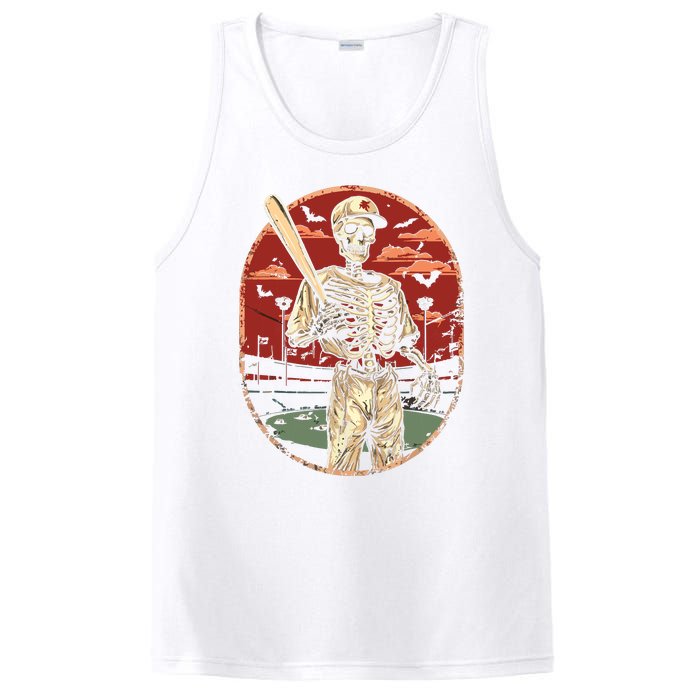 Spooky Creepy Vintage Baseball Skeleton Halloween Boy PosiCharge Competitor Tank