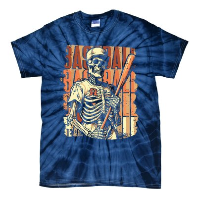 Spooky Creepy Vintage Baseball Skeleton Halloween Boy Tie-Dye T-Shirt