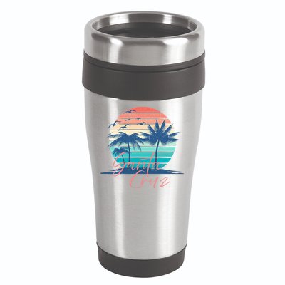 Santa Cruz Vintage Summer Vibes Beach Sunset Retro Palm Tree 16oz Travel Tumbler