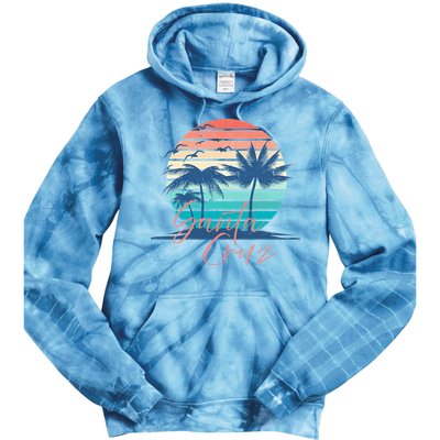Santa Cruz Vintage Summer Vibes Beach Sunset Retro Palm Tree Tie Dye Hoodie