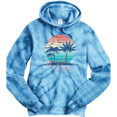 Santa Cruz Vintage Summer Vibes Beach Sunset Retro Palm Tree Tie Dye Hoodie