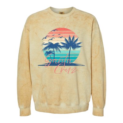 Santa Cruz Vintage Summer Vibes Beach Sunset Retro Palm Tree Colorblast Crewneck Sweatshirt