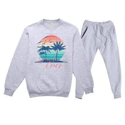 Santa Cruz Vintage Summer Vibes Beach Sunset Retro Palm Tree Premium Crewneck Sweatsuit Set