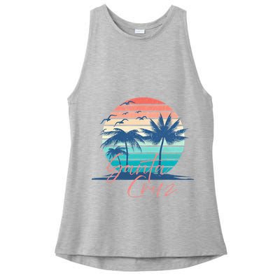 Santa Cruz Vintage Summer Vibes Beach Sunset Retro Palm Tree Ladies PosiCharge Tri-Blend Wicking Tank