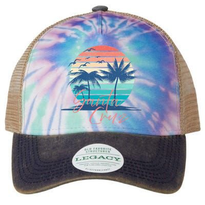 Santa Cruz Vintage Summer Vibes Beach Sunset Retro Palm Tree Legacy Tie Dye Trucker Hat