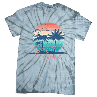 Santa Cruz Vintage Summer Vibes Beach Sunset Retro Palm Tree Tie-Dye T-Shirt