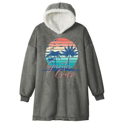 Santa Cruz Vintage Summer Vibes Beach Sunset Retro Palm Tree Hooded Wearable Blanket