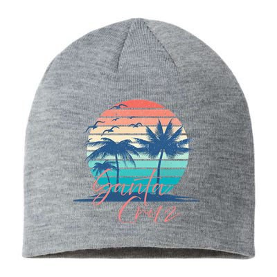 Santa Cruz Vintage Summer Vibes Beach Sunset Retro Palm Tree Sustainable Beanie