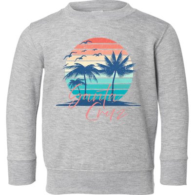 Santa Cruz Vintage Summer Vibes Beach Sunset Retro Palm Tree Toddler Sweatshirt