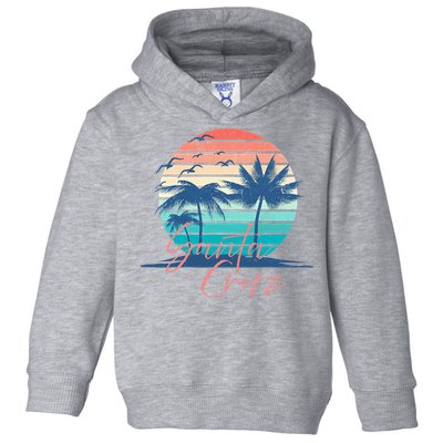 Santa Cruz Vintage Summer Vibes Beach Sunset Retro Palm Tree Toddler Hoodie
