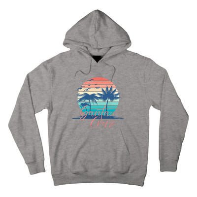 Santa Cruz Vintage Summer Vibes Beach Sunset Retro Palm Tree Tall Hoodie