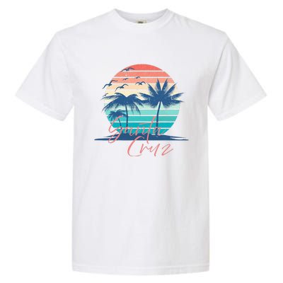 Santa Cruz Vintage Summer Vibes Beach Sunset Retro Palm Tree Garment-Dyed Heavyweight T-Shirt