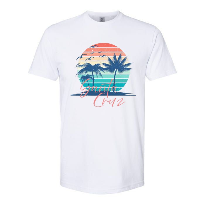 Santa Cruz Vintage Summer Vibes Beach Sunset Retro Palm Tree Softstyle CVC T-Shirt