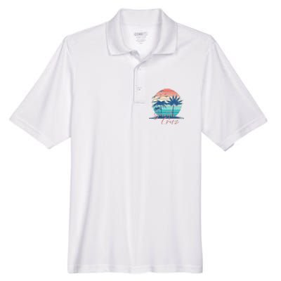 Santa Cruz Vintage Summer Vibes Beach Sunset Retro Palm Tree Men's Origin Performance Pique Polo