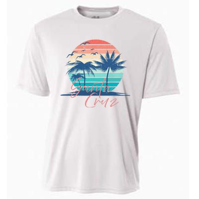 Santa Cruz Vintage Summer Vibes Beach Sunset Retro Palm Tree Cooling Performance Crew T-Shirt