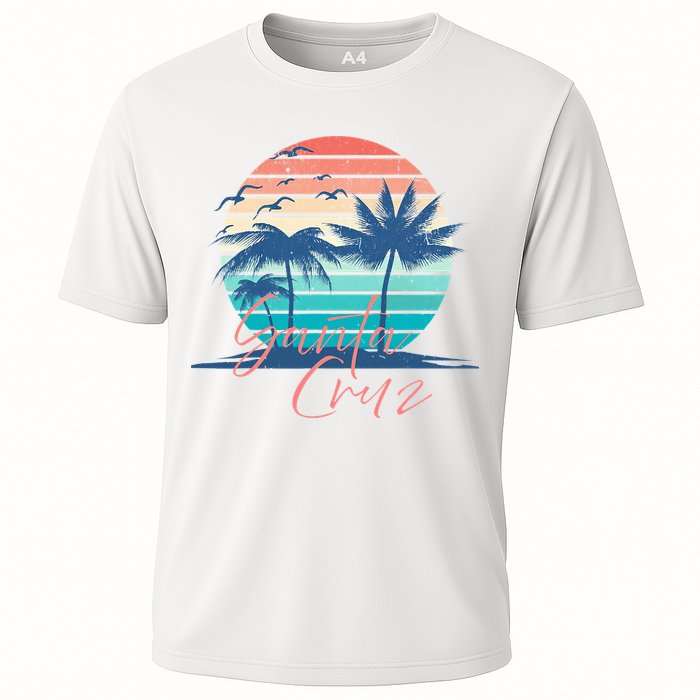 Santa Cruz Vintage Summer Vibes Beach Sunset Retro Palm Tree Performance Shirt