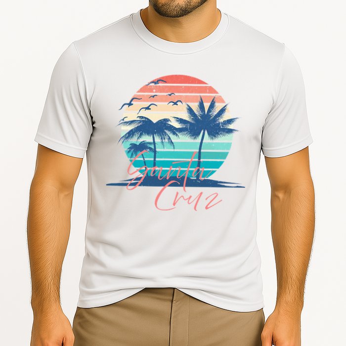 Santa Cruz Vintage Summer Vibes Beach Sunset Retro Palm Tree Performance Shirt