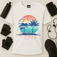 Santa Cruz Vintage Summer Vibes Beach Sunset Retro Palm Tree Performance Shirt