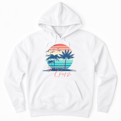 Santa Cruz Vintage Summer Vibes Beach Sunset Retro Palm Tree Hoodie