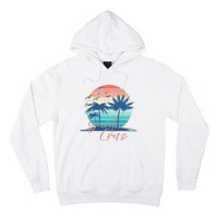 Santa Cruz Vintage Summer Vibes Beach Sunset Retro Palm Tree Hoodie