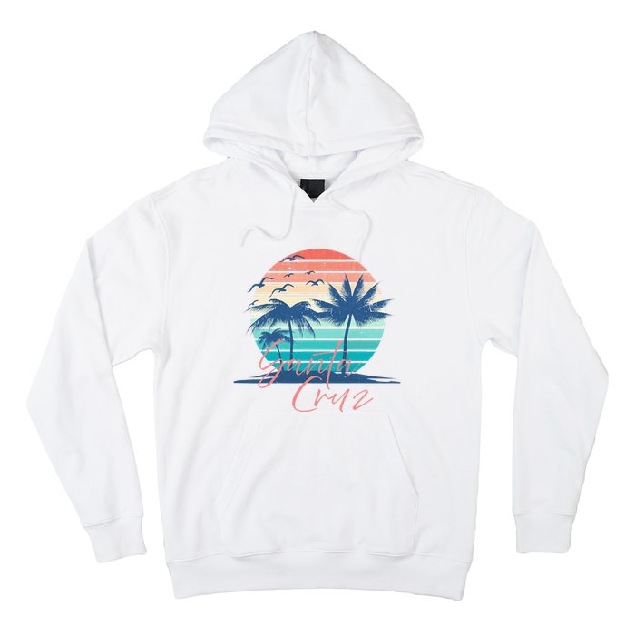 Santa Cruz Vintage Summer Vibes Beach Sunset Retro Palm Tree Hoodie