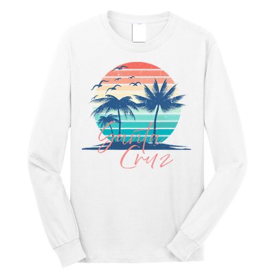 Santa Cruz Vintage Summer Vibes Beach Sunset Retro Palm Tree Long Sleeve Shirt