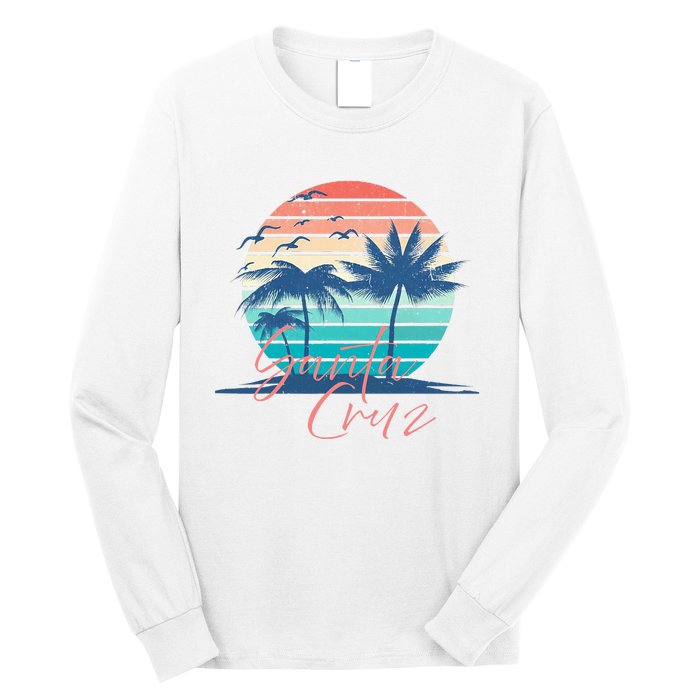 Santa Cruz Vintage Summer Vibes Beach Sunset Retro Palm Tree Long Sleeve Shirt