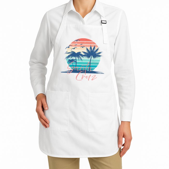 Santa Cruz Vintage Summer Vibes Beach Sunset Retro Palm Tree Apron