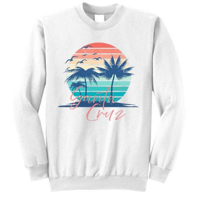 Santa Cruz Vintage Summer Vibes Beach Sunset Retro Palm Tree Sweatshirt